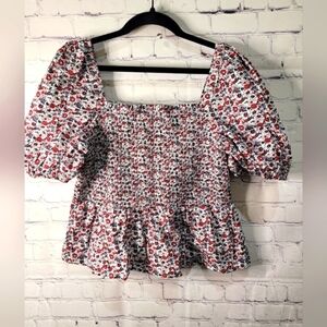 FRENCH CONNECTION ‎ Size Large Floral Print Balloon Sleeve